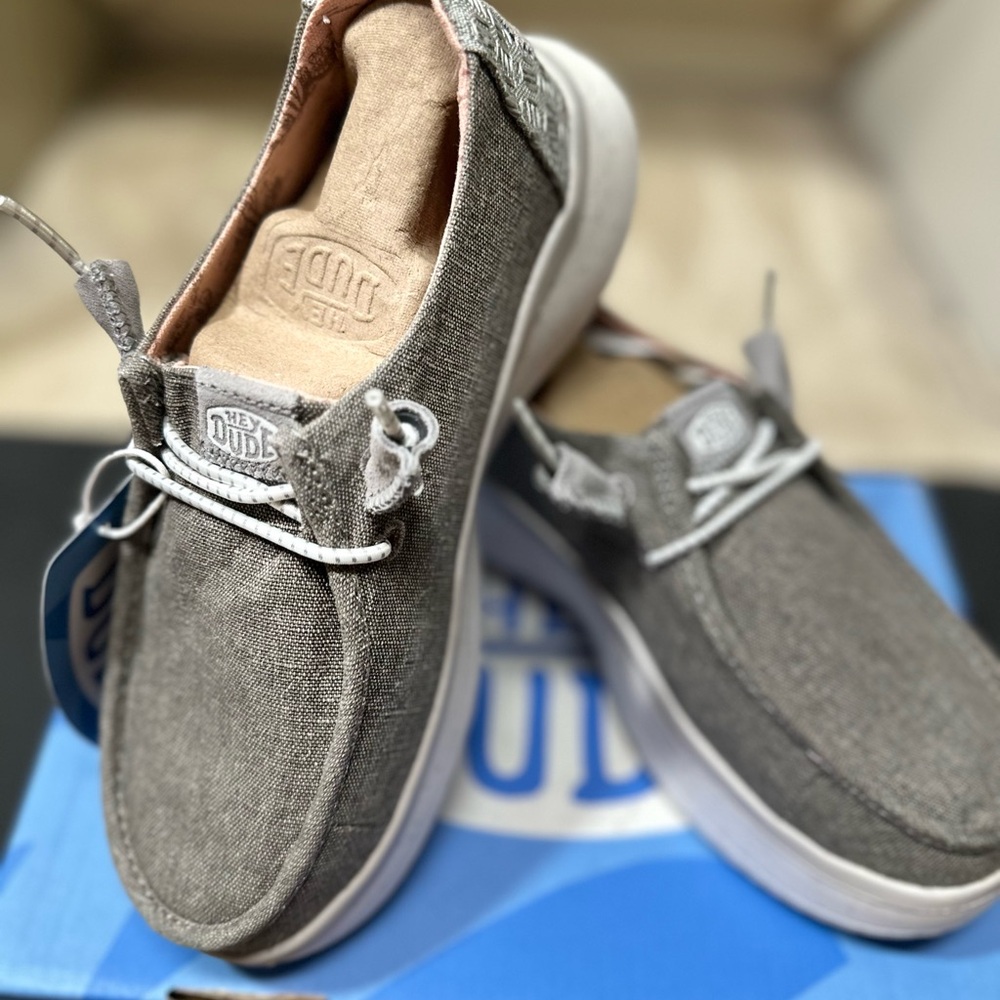 Hey Dude Women’s Taupe Canvas Slip-On Loafers